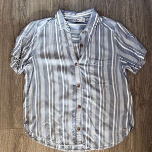 Blue and White Striped Button-Up Shirt